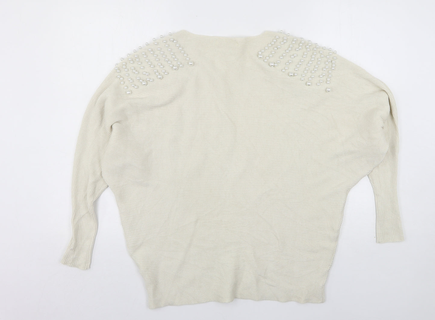Mc Lorene Womens Beige Round Neck  Viscose Pullover Jumper One Size