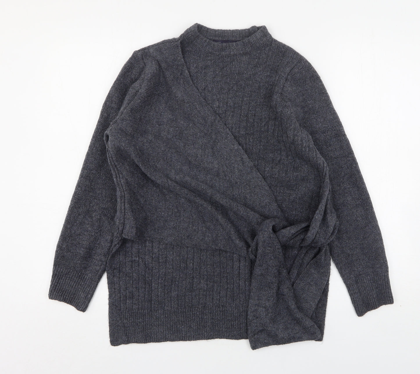 Marks and Spencer Womens Grey Round Neck  Acrylic Pullover Jumper Size 10