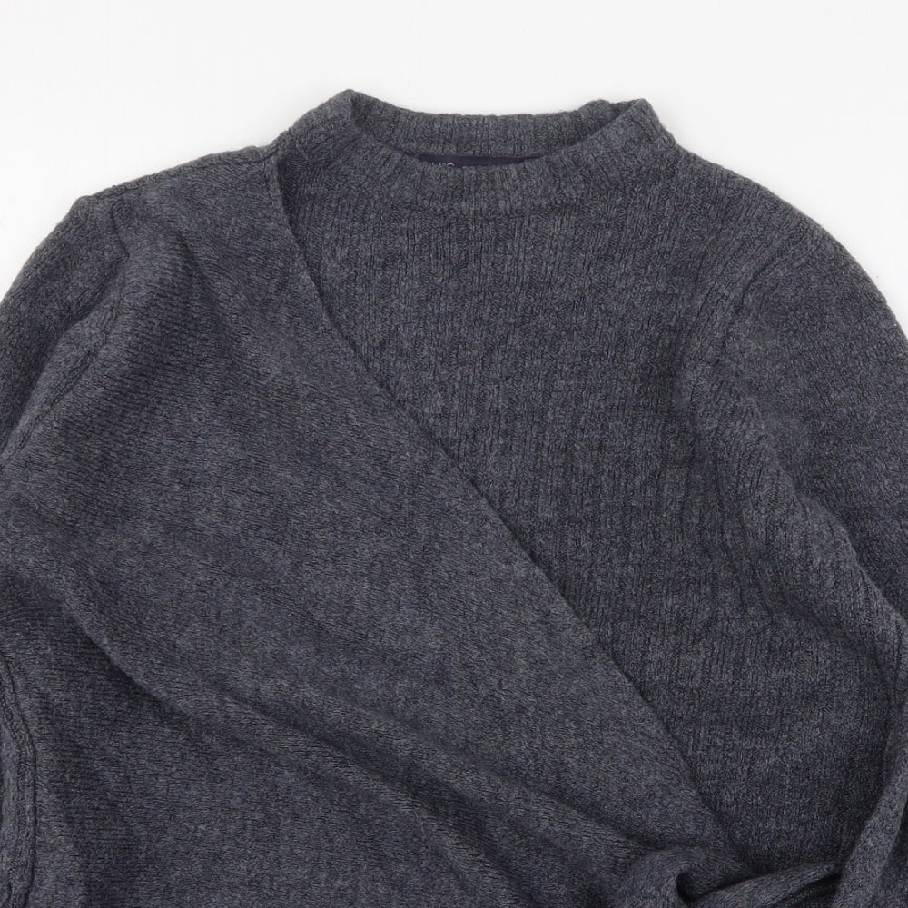 Marks and Spencer Womens Grey Round Neck  Acrylic Pullover Jumper Size 10