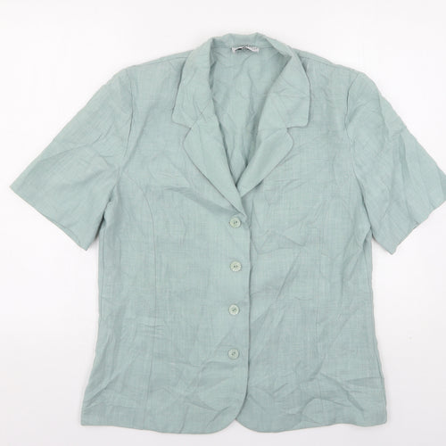 Paul Separates  Womens Green  Polyester Basic Button-Up Size 14 Collared