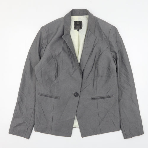 NEXT Womens Grey Geometric Polyester Jacket Suit Jacket Size 16