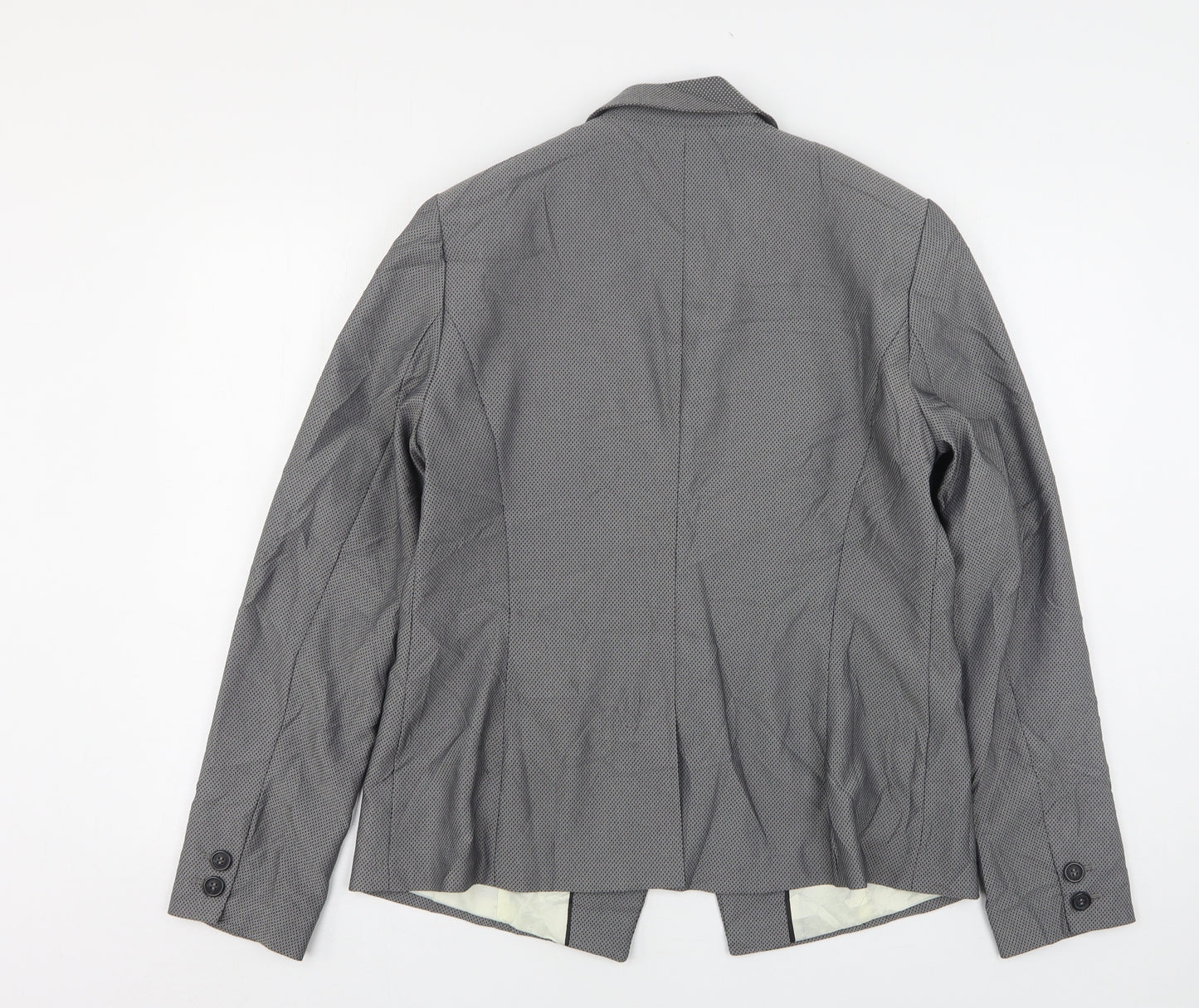 NEXT Womens Grey Geometric Polyester Jacket Suit Jacket Size 16