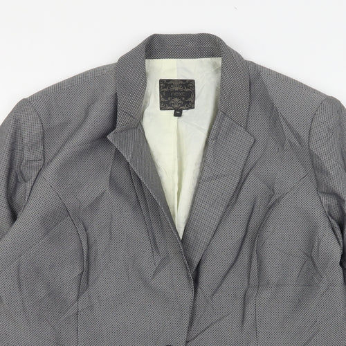 NEXT Womens Grey Geometric Polyester Jacket Suit Jacket Size 16