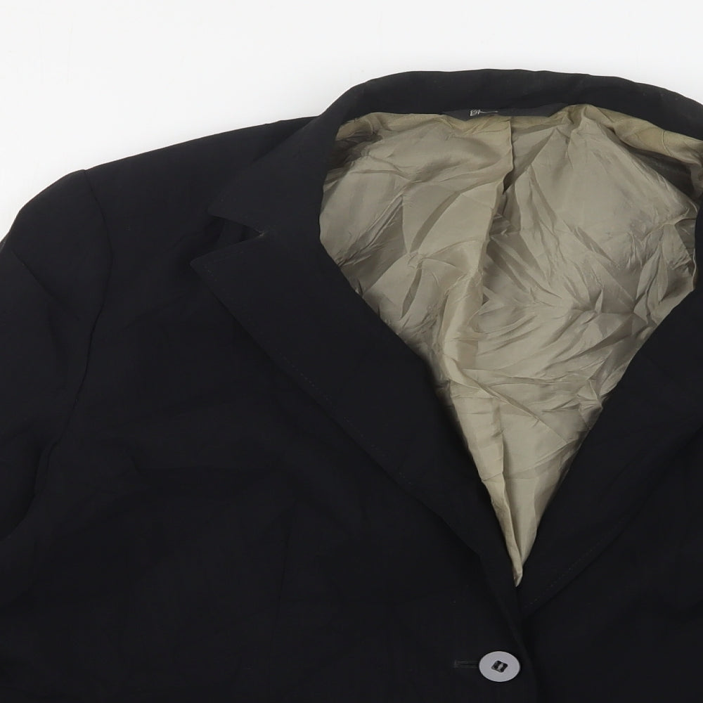BHS Womens Black Striped Polyester Jacket Suit Jacket Size 20