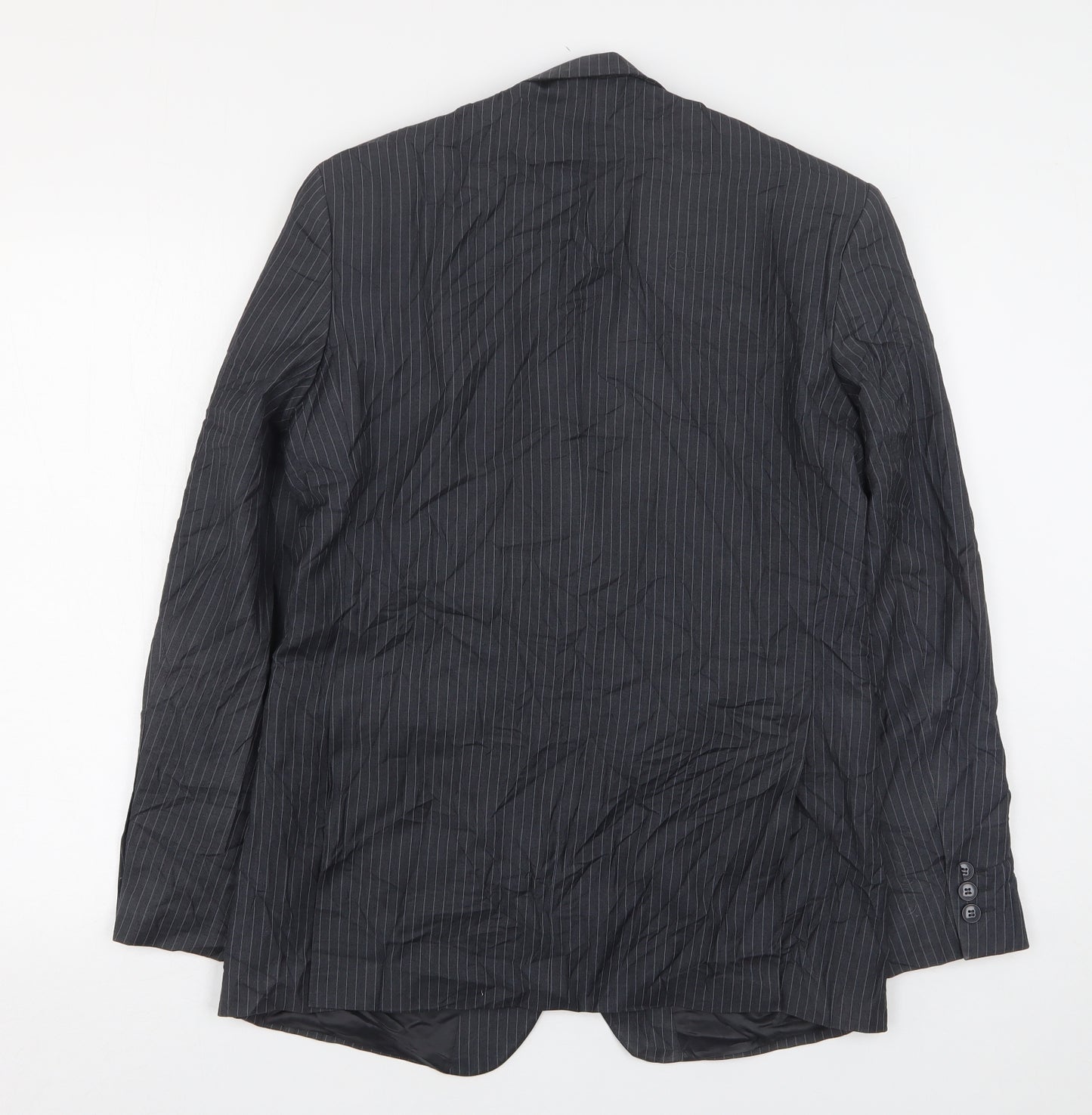 Karl Jackson  Mens Grey Striped Polyester Jacket Suit Jacket Size 38
