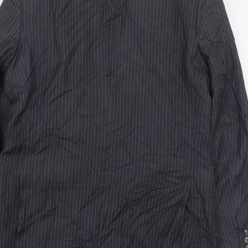 Karl Jackson  Mens Grey Striped Polyester Jacket Suit Jacket Size 38
