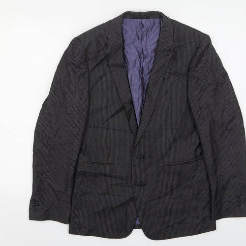 NEXT Mens Grey Striped Polyester Jacket Suit Jacket Size 36