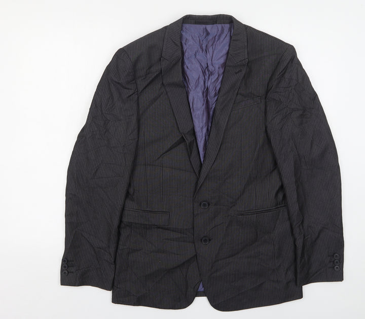 NEXT Mens Grey Striped Polyester Jacket Suit Jacket Size 36