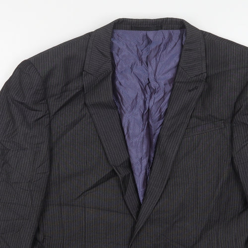 NEXT Mens Grey Striped Polyester Jacket Suit Jacket Size 36