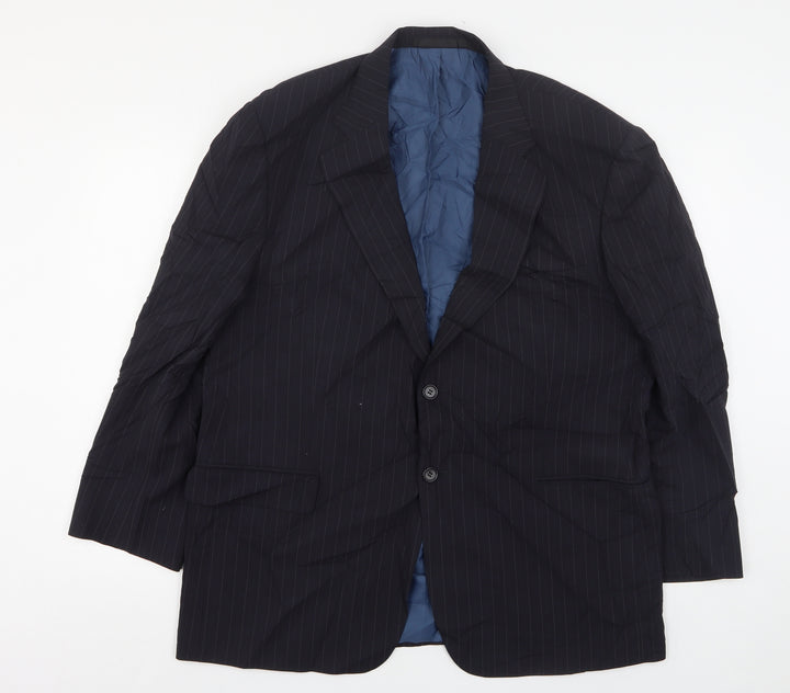 Marks and Spencer Mens Black Striped Wool Jacket Suit Jacket Size 44