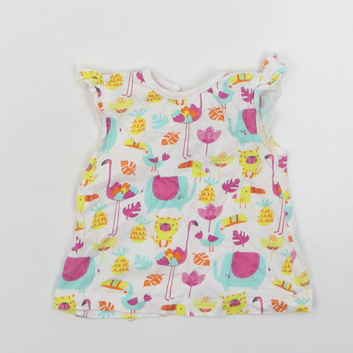 Dunnes Stores Girls Multicoloured Geometric Cotton Basic Tank Size 3-6 Months Round Neck