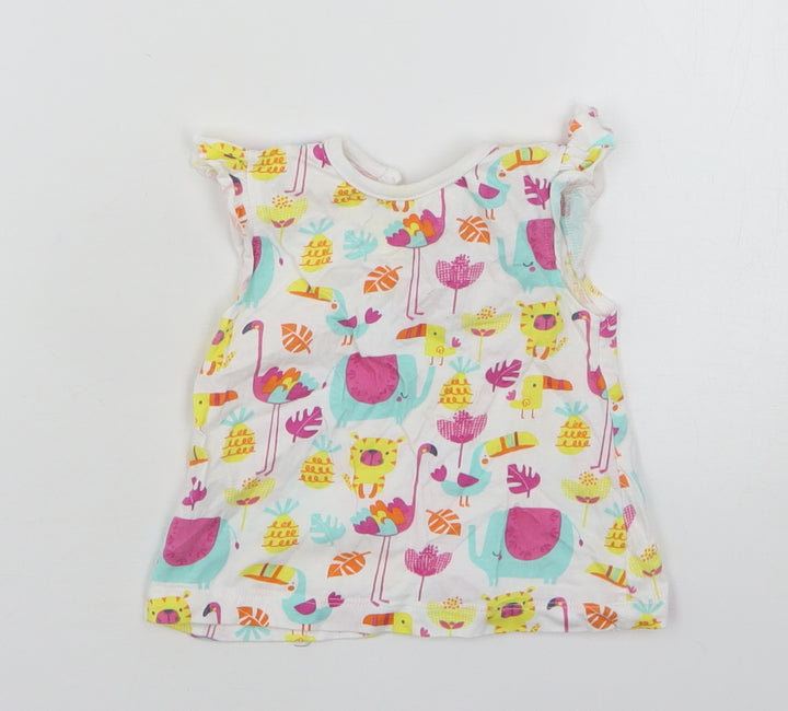 Dunnes Stores Girls Multicoloured Geometric Cotton Basic Tank Size 3-6 Months Round Neck