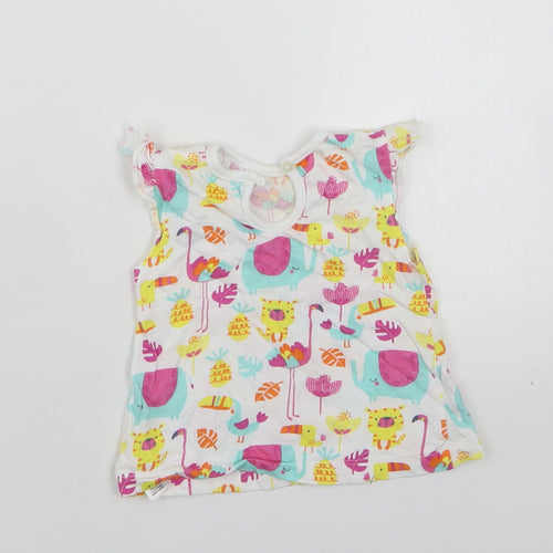 Dunnes Stores Girls Multicoloured Geometric Cotton Basic Tank Size 3-6 Months Round Neck