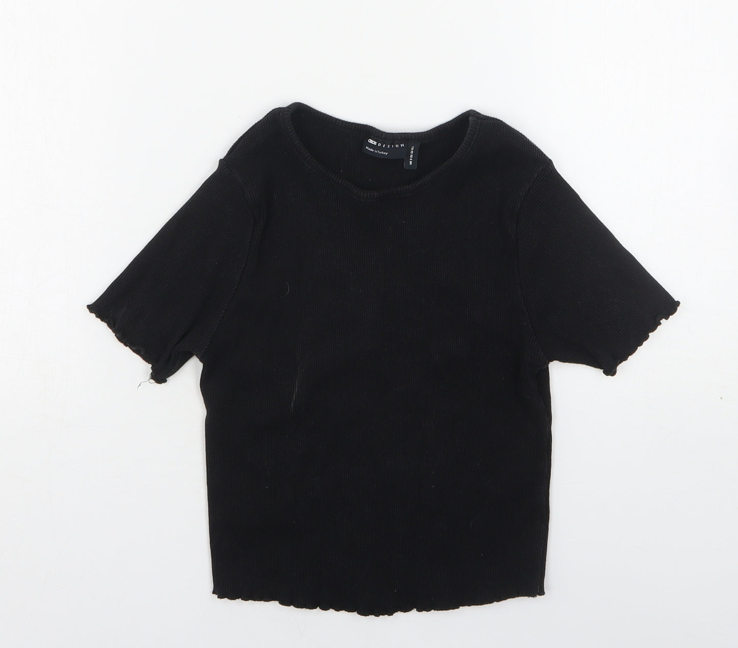 ASOS Womens Black  Polyester Basic T-Shirt Size 8 Round Neck