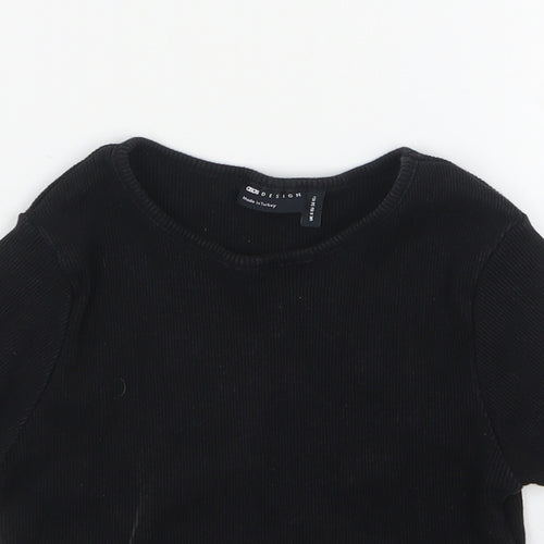 ASOS Womens Black  Polyester Basic T-Shirt Size 8 Round Neck