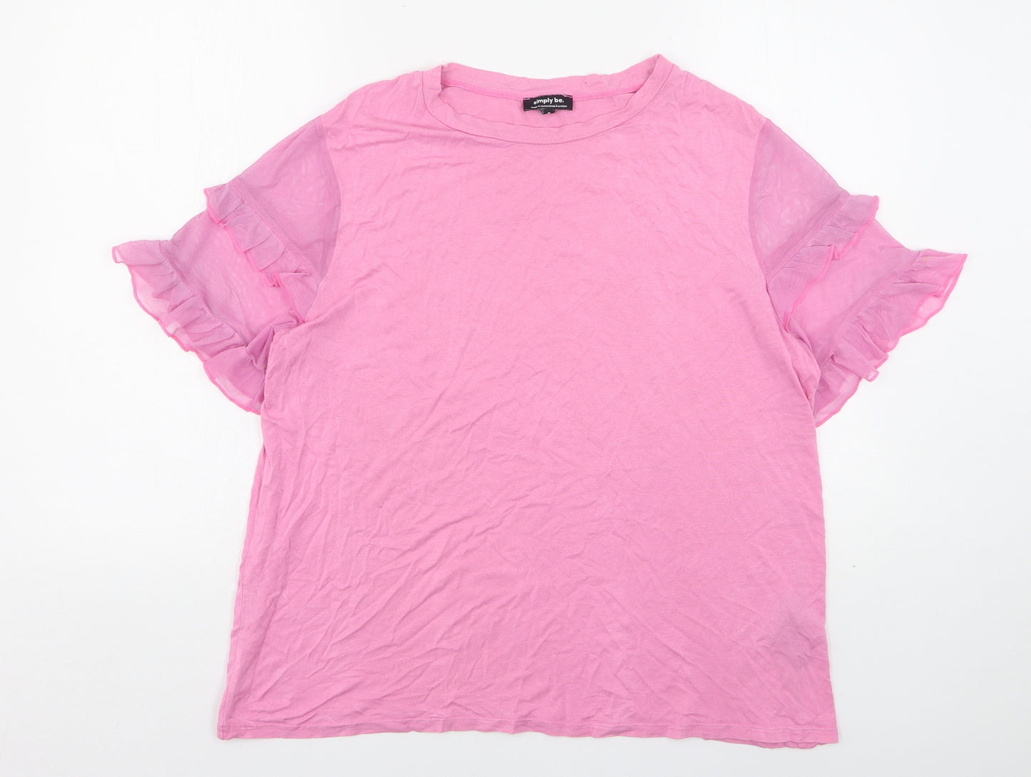 Simply Be Womens Pink  Viscose Basic T-Shirt Size 16 Round Neck