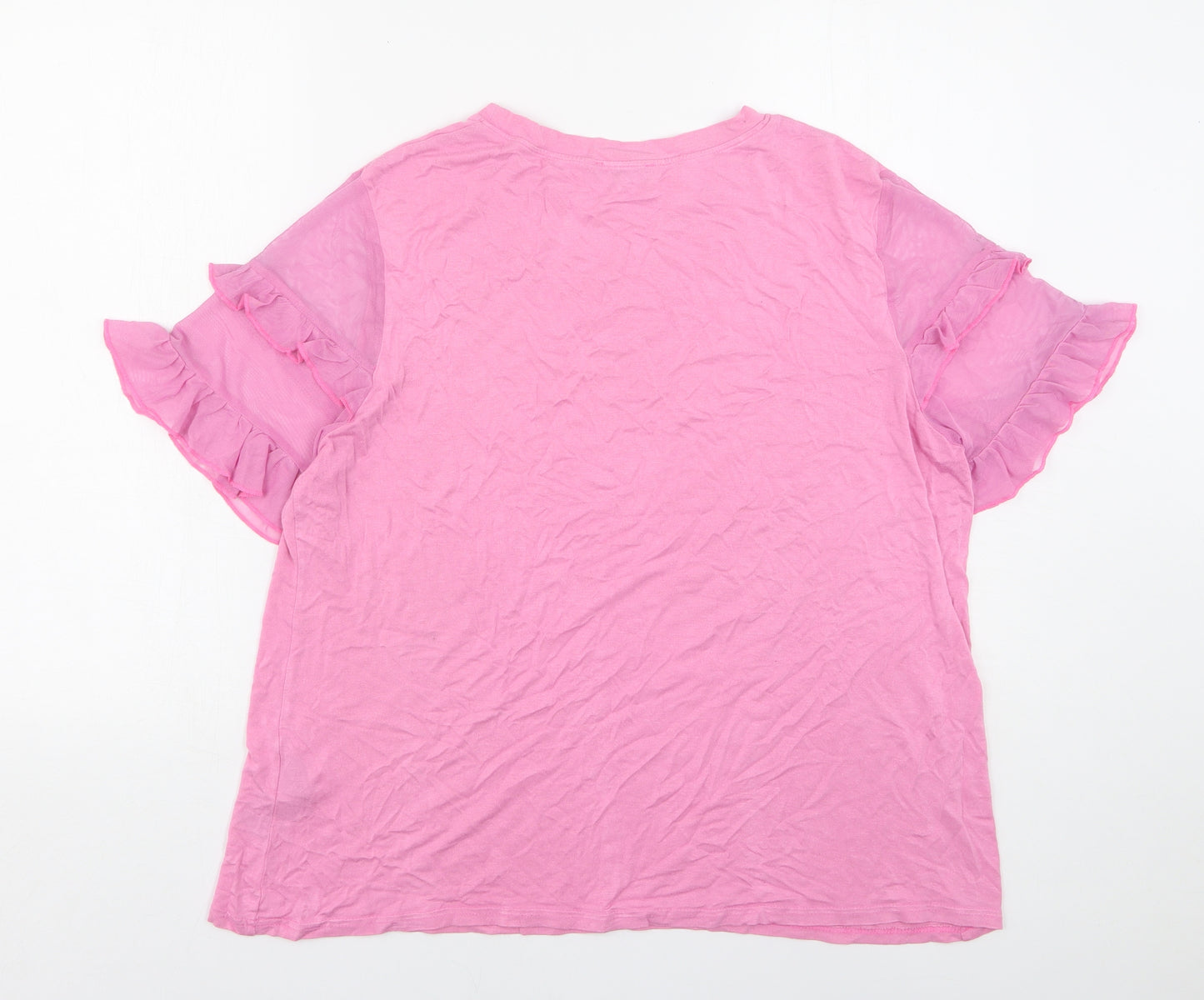 Simply Be Womens Pink  Viscose Basic T-Shirt Size 16 Round Neck