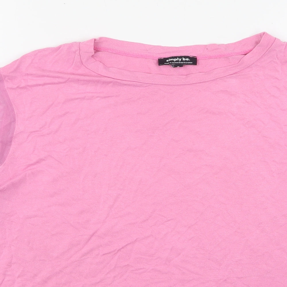 Simply Be Womens Pink  Viscose Basic T-Shirt Size 16 Round Neck