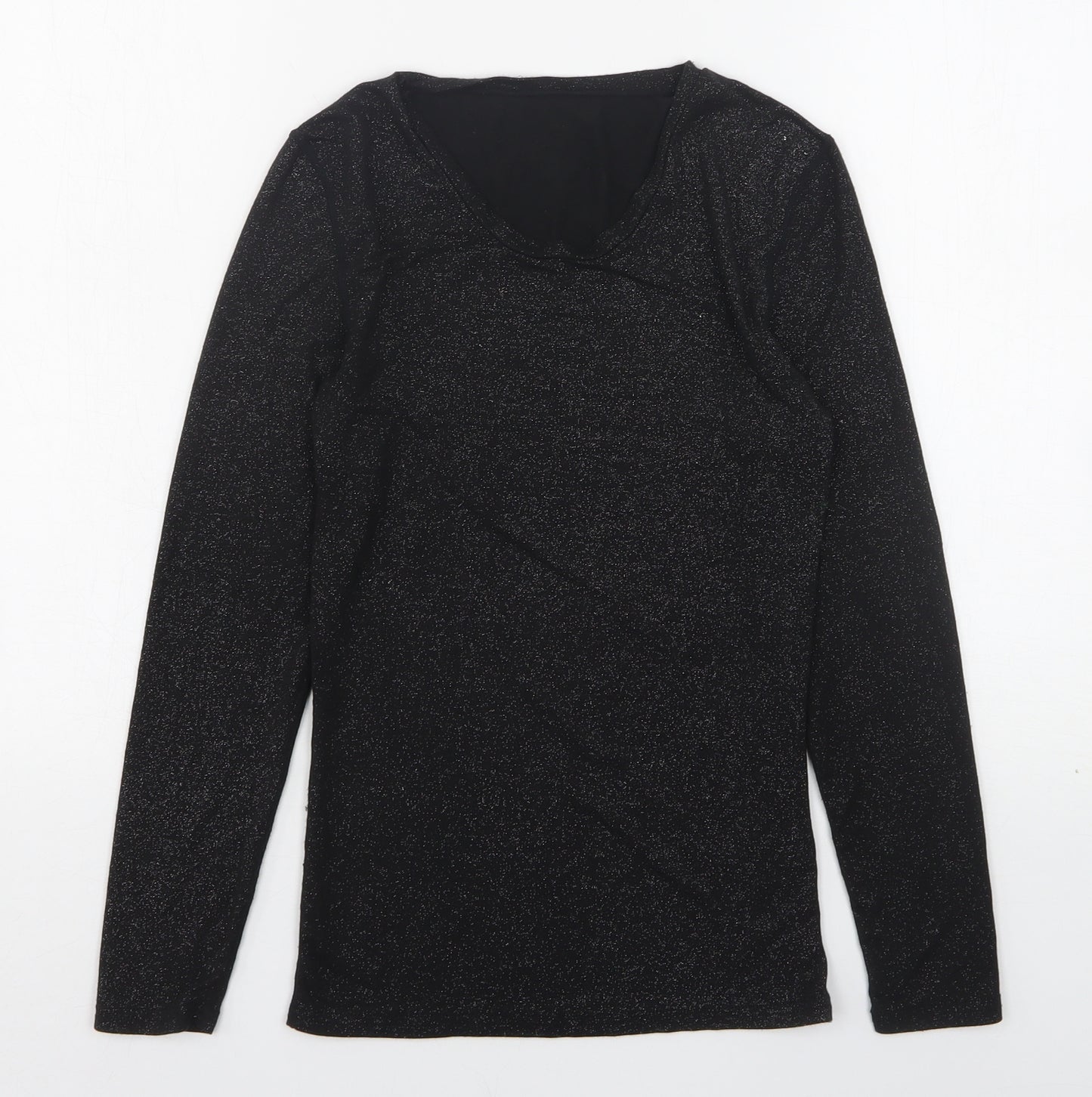 George Womens Black  Acrylic Basic T-Shirt Size 10 Round Neck