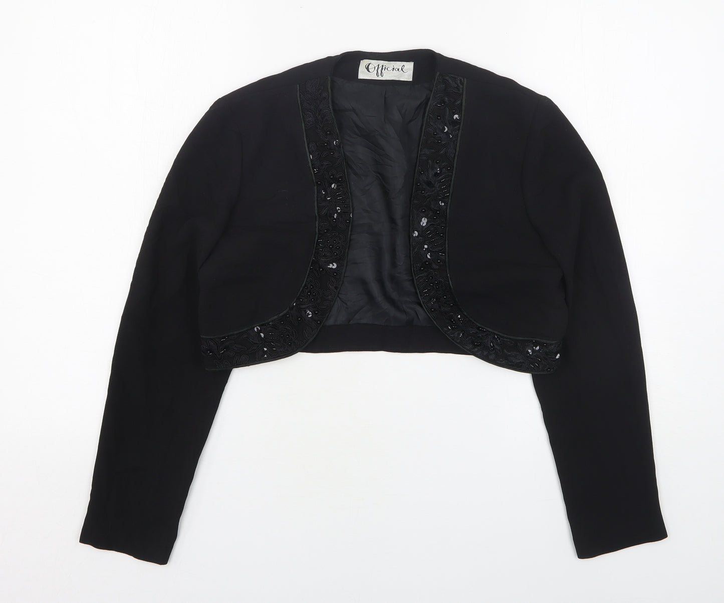 Official Womens Black  Polyester Jacket Blazer Size 10