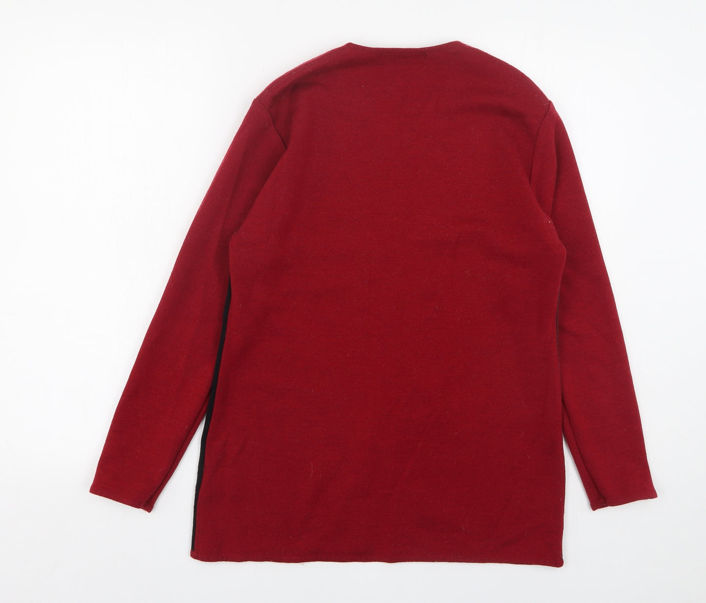 Viz a Viz Womens Red V-Neck  Wool Pullover Jumper Size 16