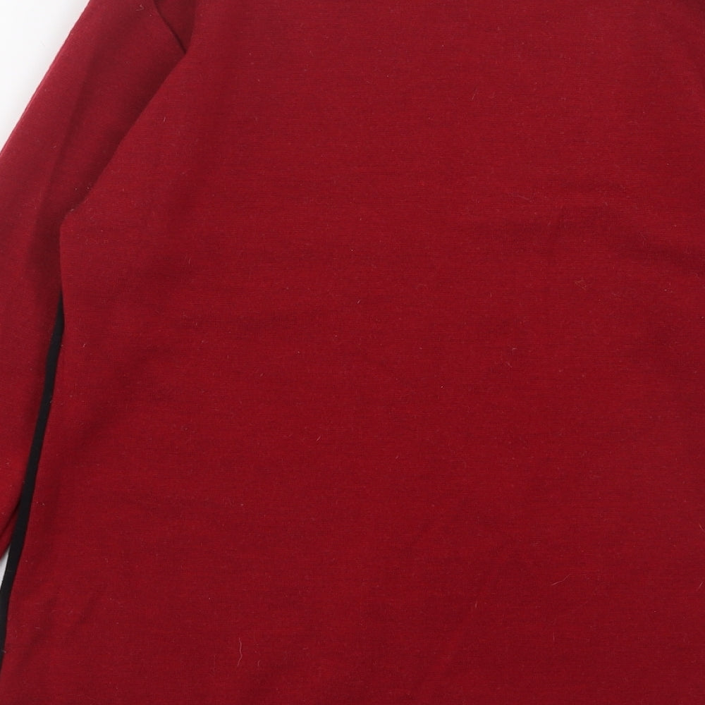 Viz a Viz Womens Red V-Neck  Wool Pullover Jumper Size 16