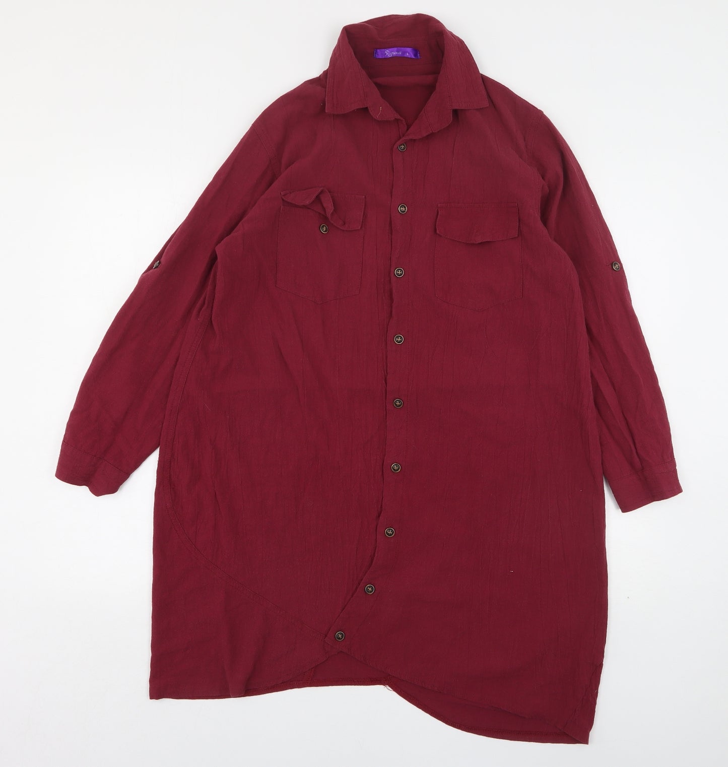 Romacci Womens Red  Cotton Shirt Dress  Size L  Collared