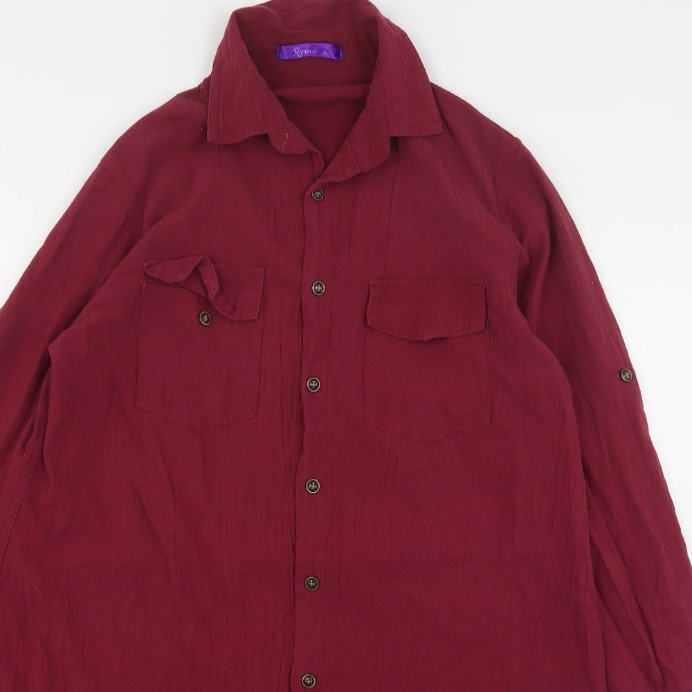 Romacci Womens Red  Cotton Shirt Dress  Size L  Collared