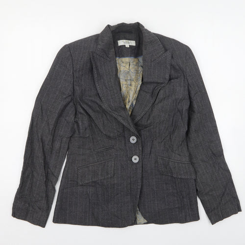 NEXT Womens Grey Striped Wool Jacket Suit Jacket Size 10