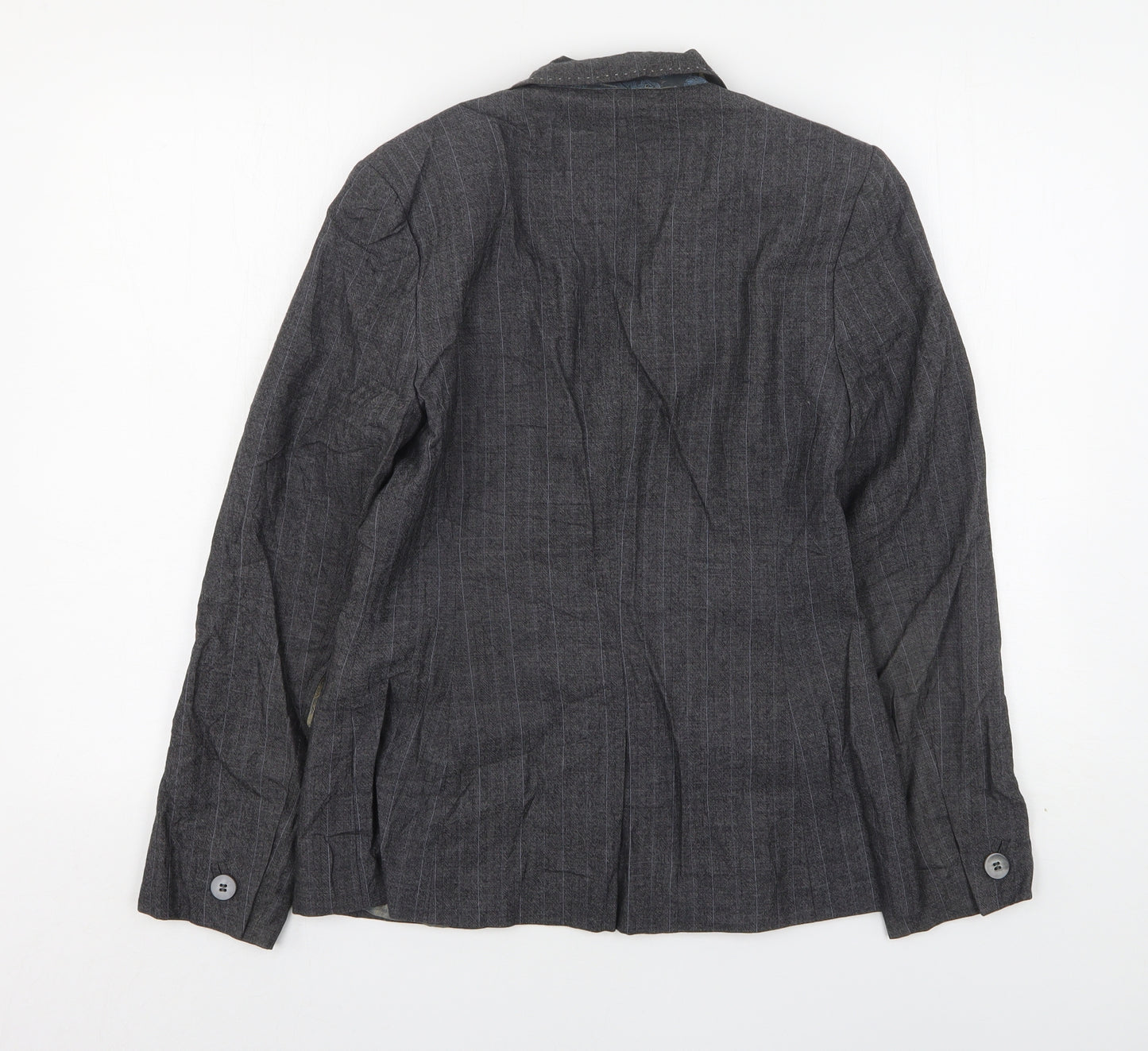 NEXT Womens Grey Striped Wool Jacket Suit Jacket Size 10