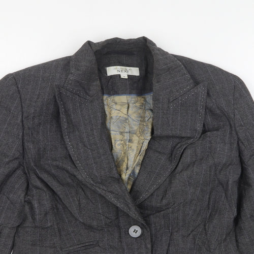 NEXT Womens Grey Striped Wool Jacket Suit Jacket Size 10