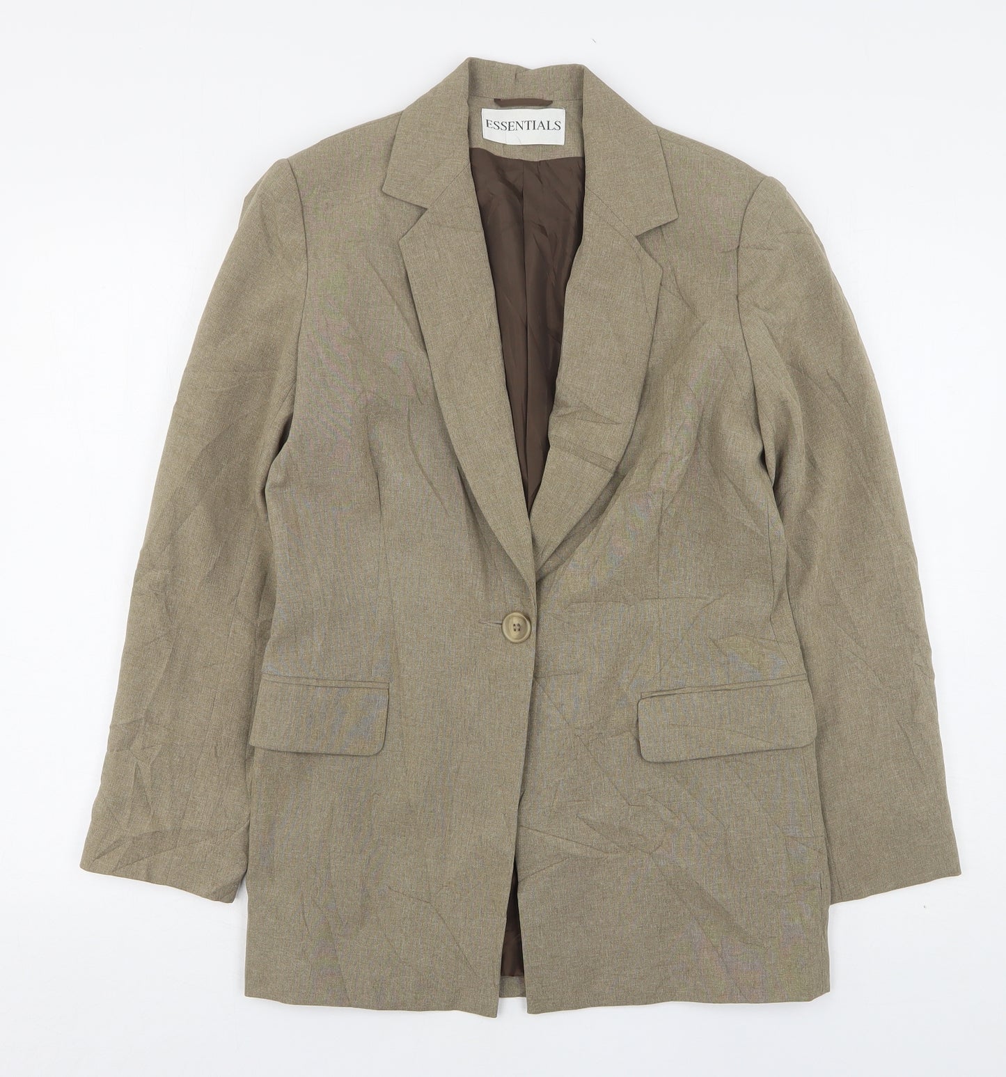 Essentials  Womens Beige  Polyester Jacket Suit Jacket Size 12