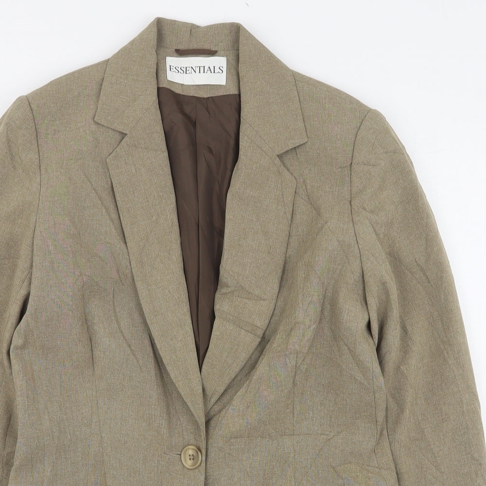 Essentials  Womens Beige  Polyester Jacket Suit Jacket Size 12