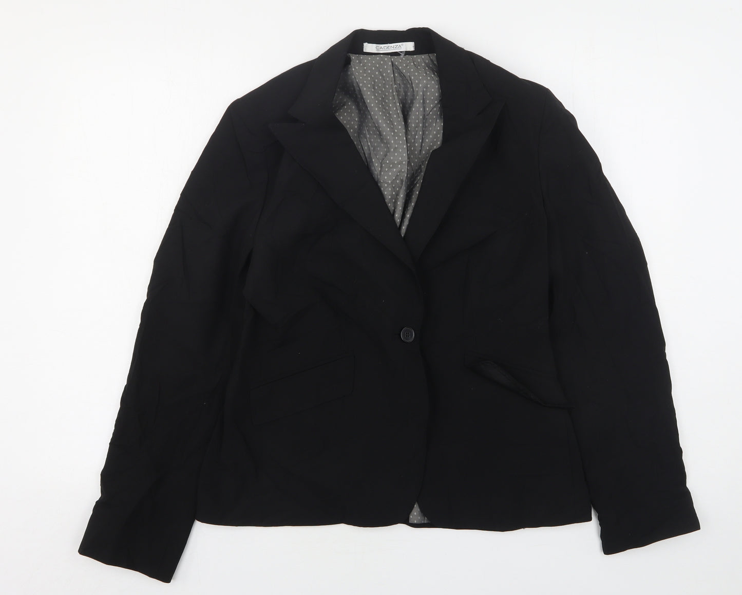 Cadenza Womens Black  Wool Jacket Suit Jacket Size 12