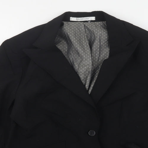 Cadenza Womens Black  Wool Jacket Suit Jacket Size 12