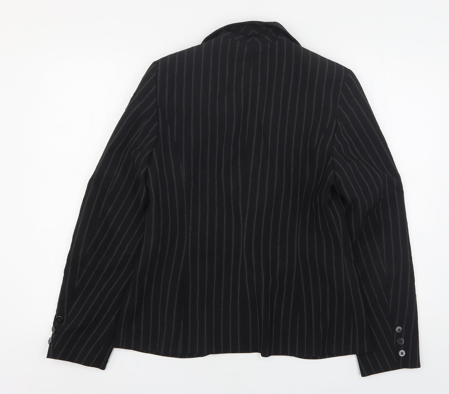 New Look Womens Black Striped Polyester Jacket Suit Jacket Size 14