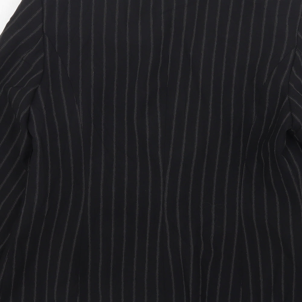New Look Womens Black Striped Polyester Jacket Suit Jacket Size 14