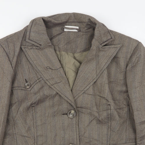 My Own  Womens Beige  Polyester Jacket Suit Jacket Size 16