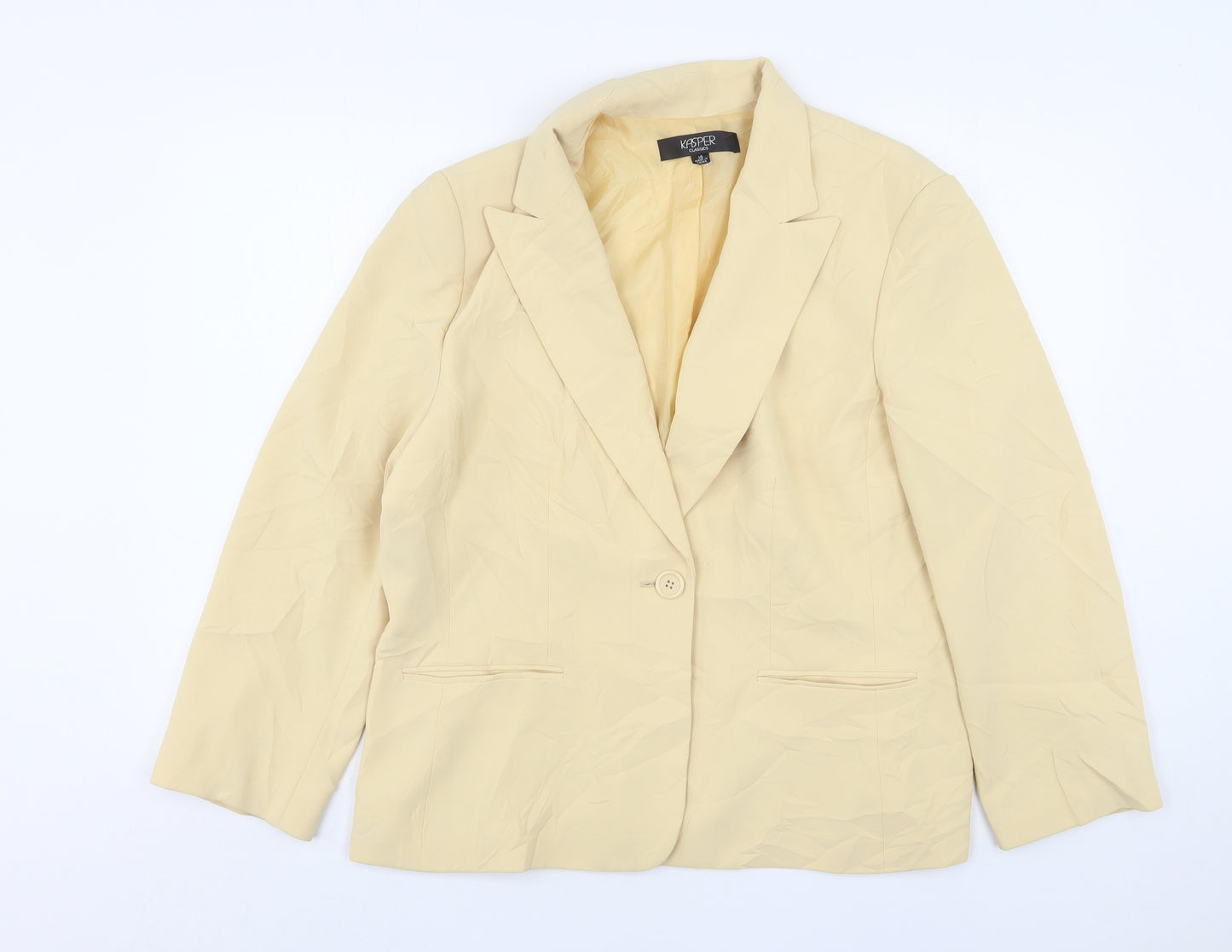Kasper Womens Yellow  Polyester Jacket Suit Jacket Size 18