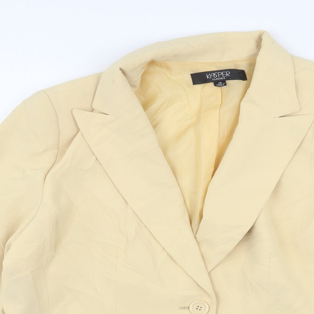 Kasper Womens Yellow  Polyester Jacket Suit Jacket Size 18