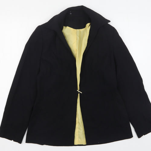 Preworn Womens Black  Polyester Jacket Suit Jacket Size 14
