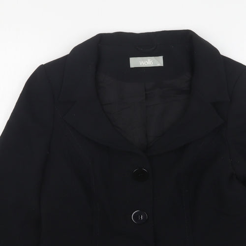Wallis Womens Black   Jacket  Size 10  Button