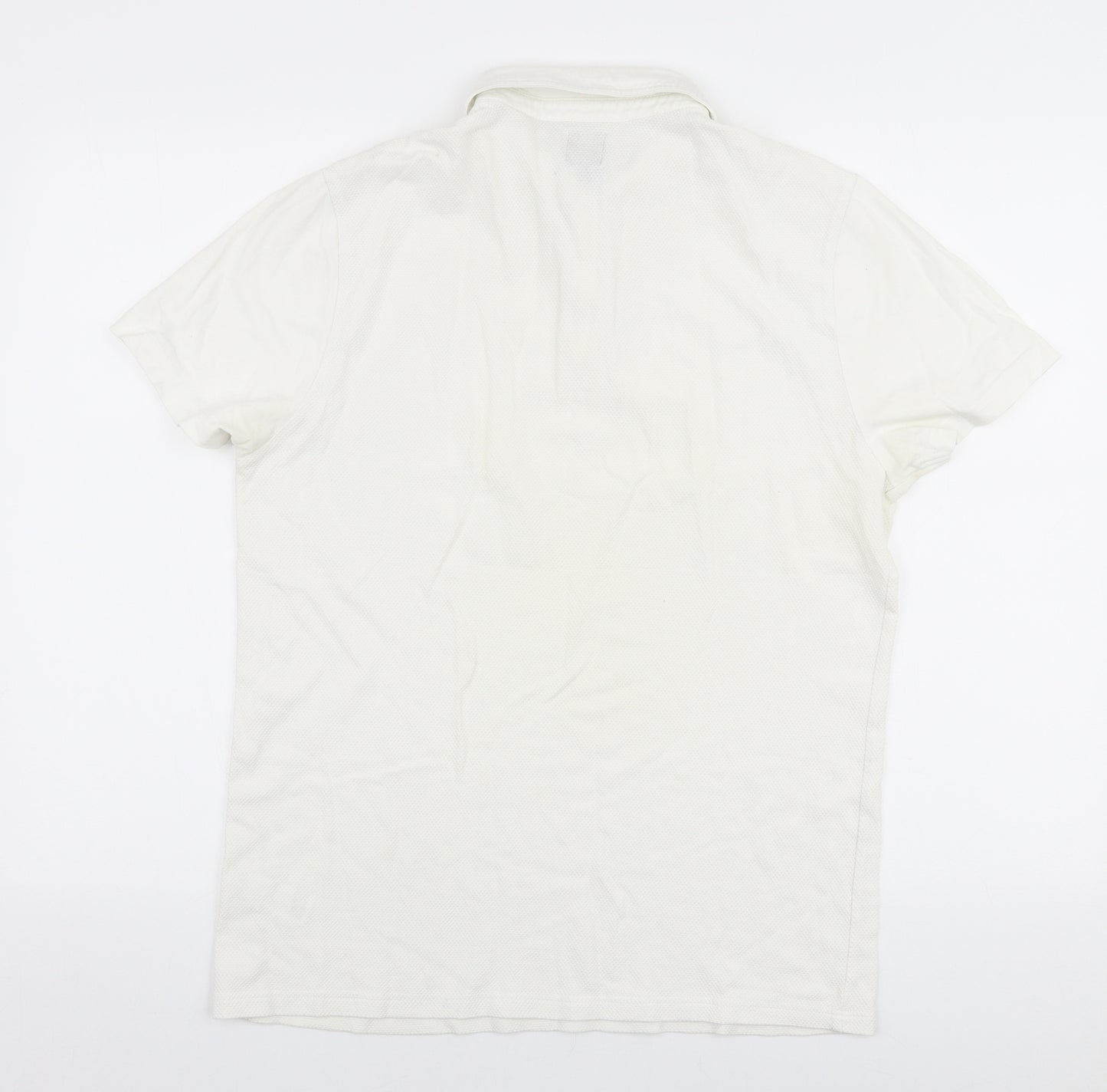 River Island Mens White  100% Cotton  Polo Size M Collared Button