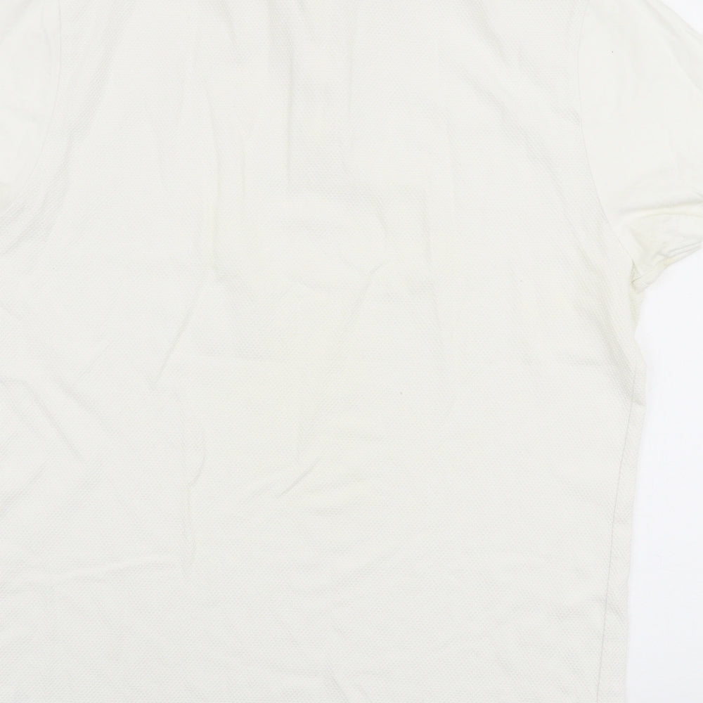 River Island Mens White  100% Cotton  Polo Size M Collared Button