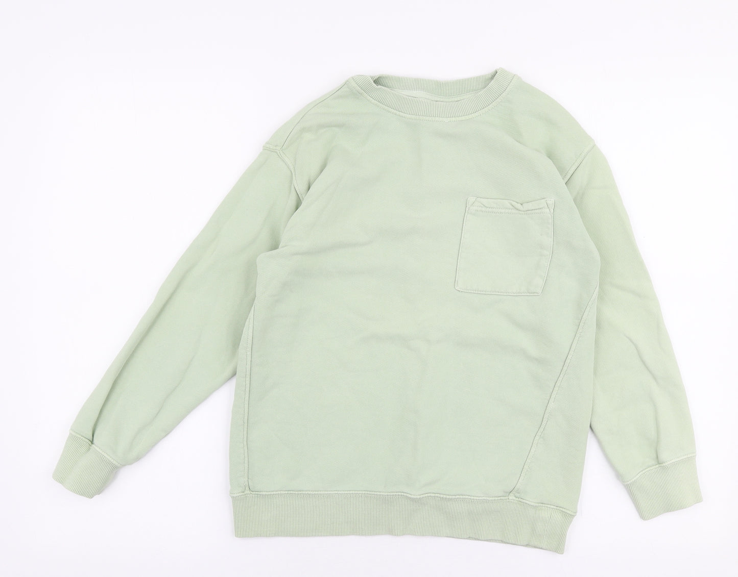 Zara Womens Green  100% Cotton Pullover Sweatshirt Size 10  Pullover