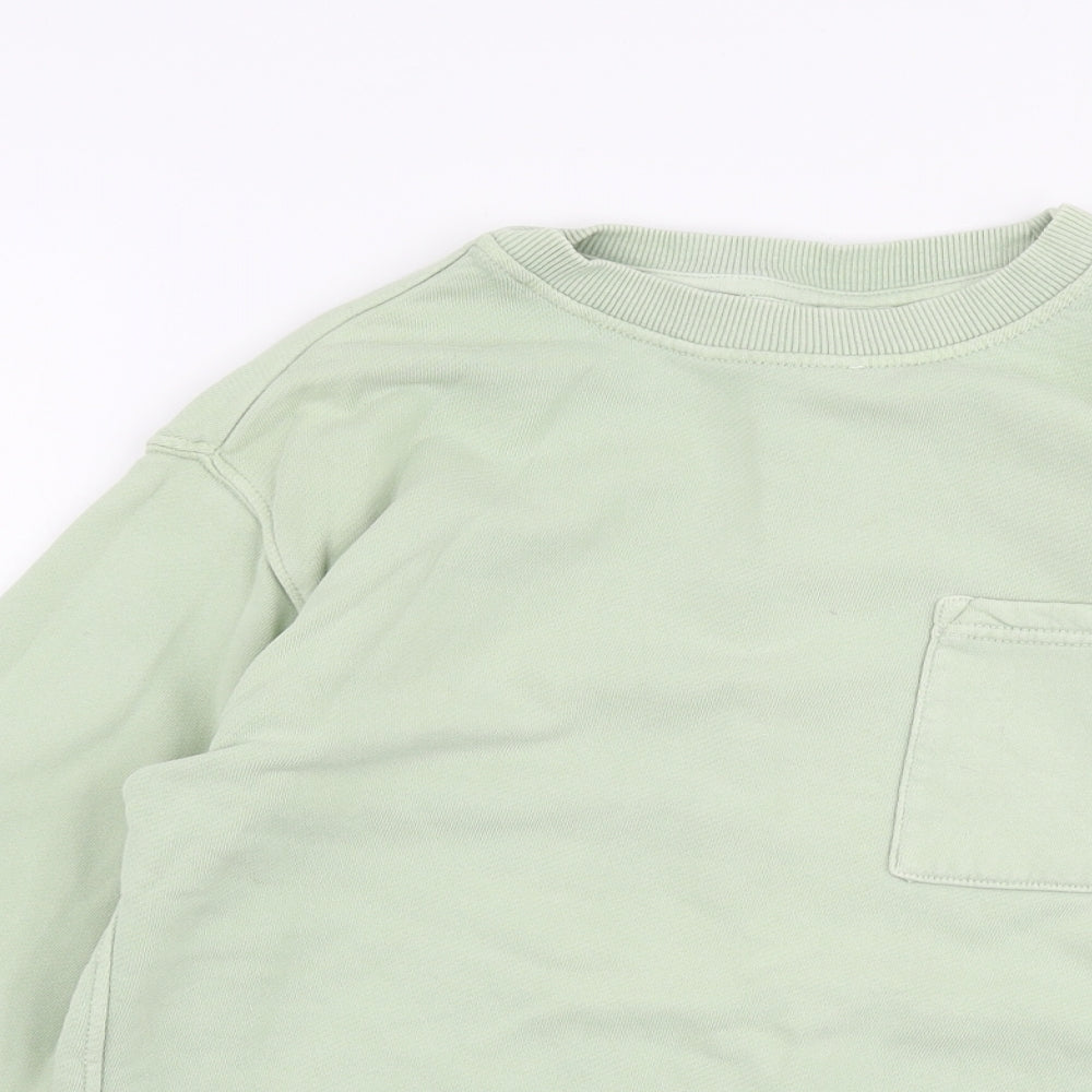 Zara Womens Green  100% Cotton Pullover Sweatshirt Size 10  Pullover
