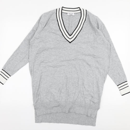 JD Williams Womens Grey V-Neck  Viscose Pullover Jumper Size 12