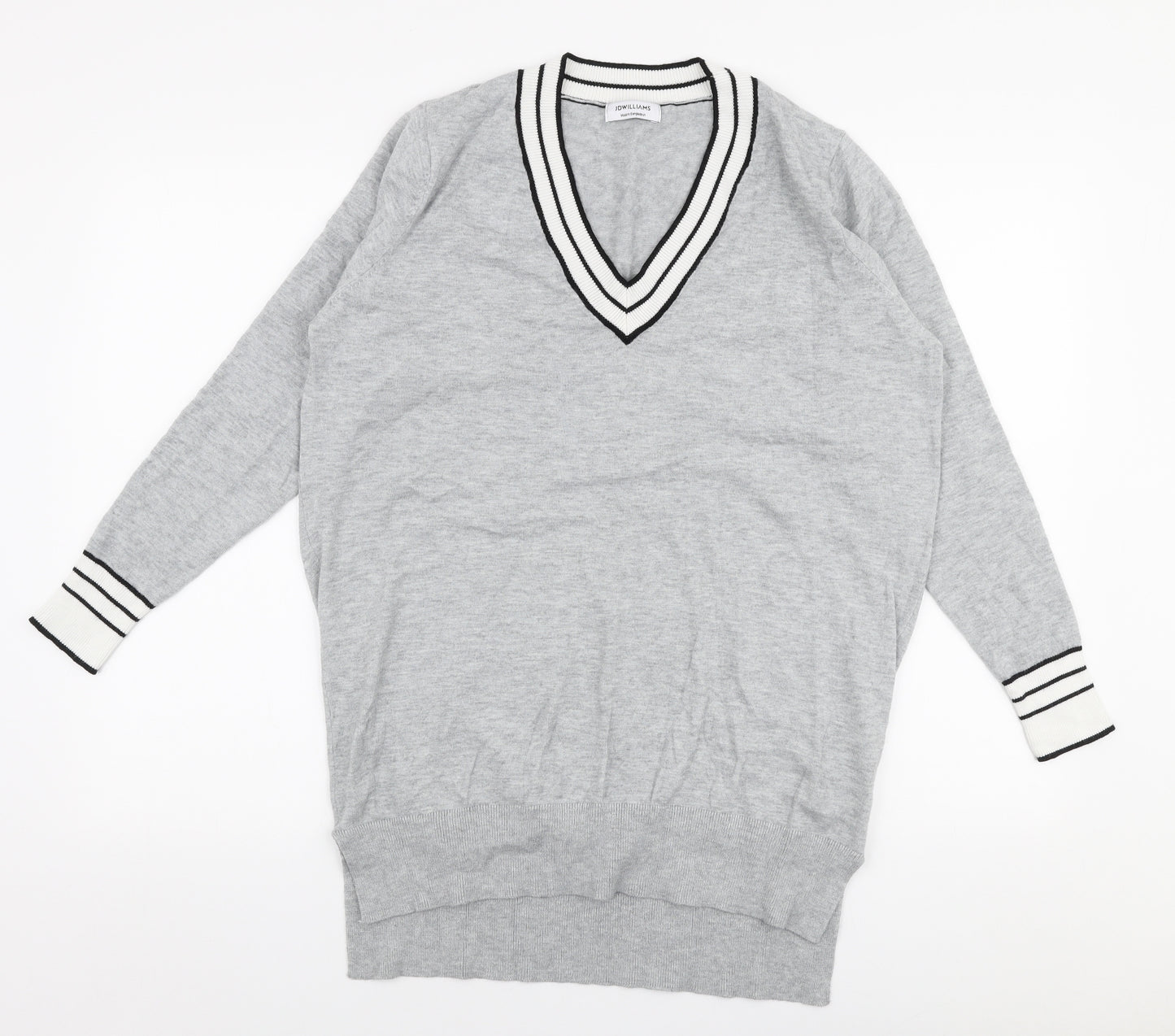 JD Williams Womens Grey V-Neck  Viscose Pullover Jumper Size 12