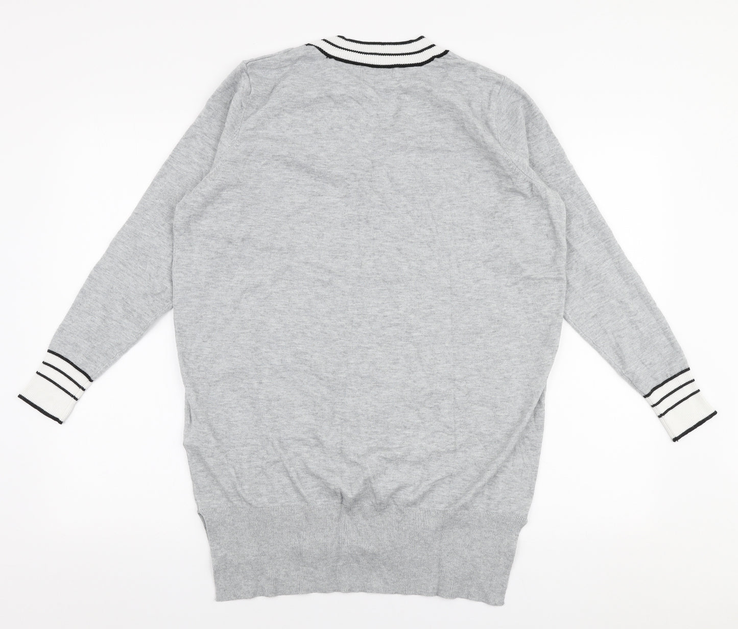 JD Williams Womens Grey V-Neck  Viscose Pullover Jumper Size 12