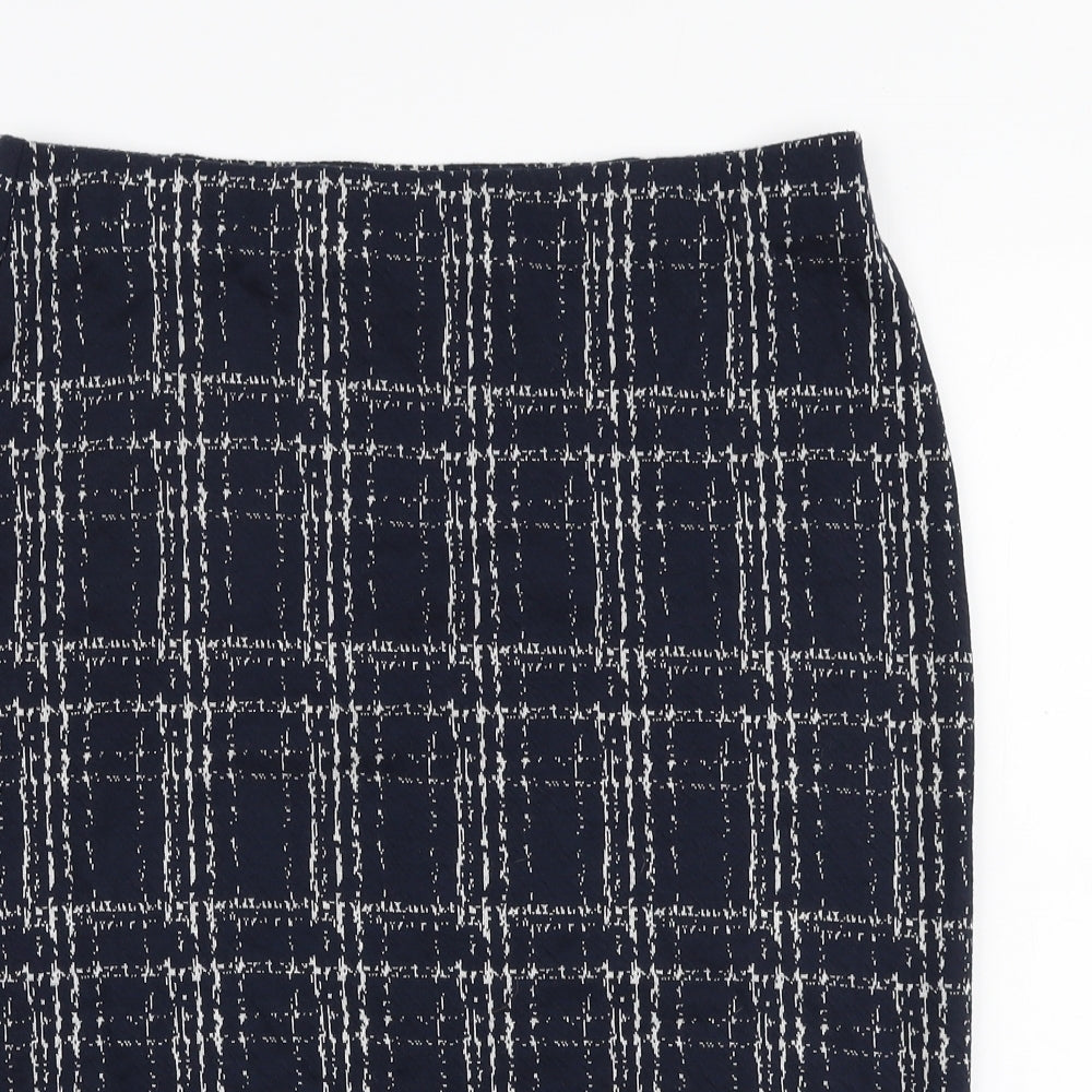 isle Collection Womens Blue Plaid Polyester A-Line Skirt Size 14